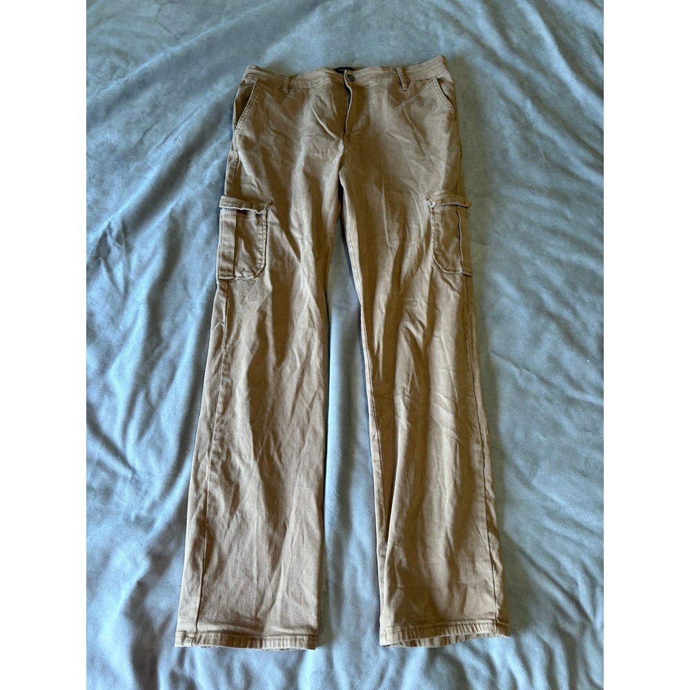 Well Worn Mens Tan Khaki Cargo Pants Straight Leg Utility Trousers Size 34x31